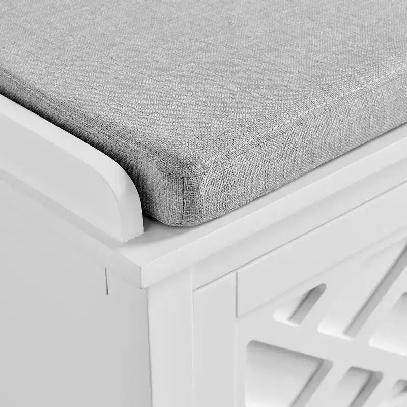 Banc de rangement en bois de 114 cm avec coussin