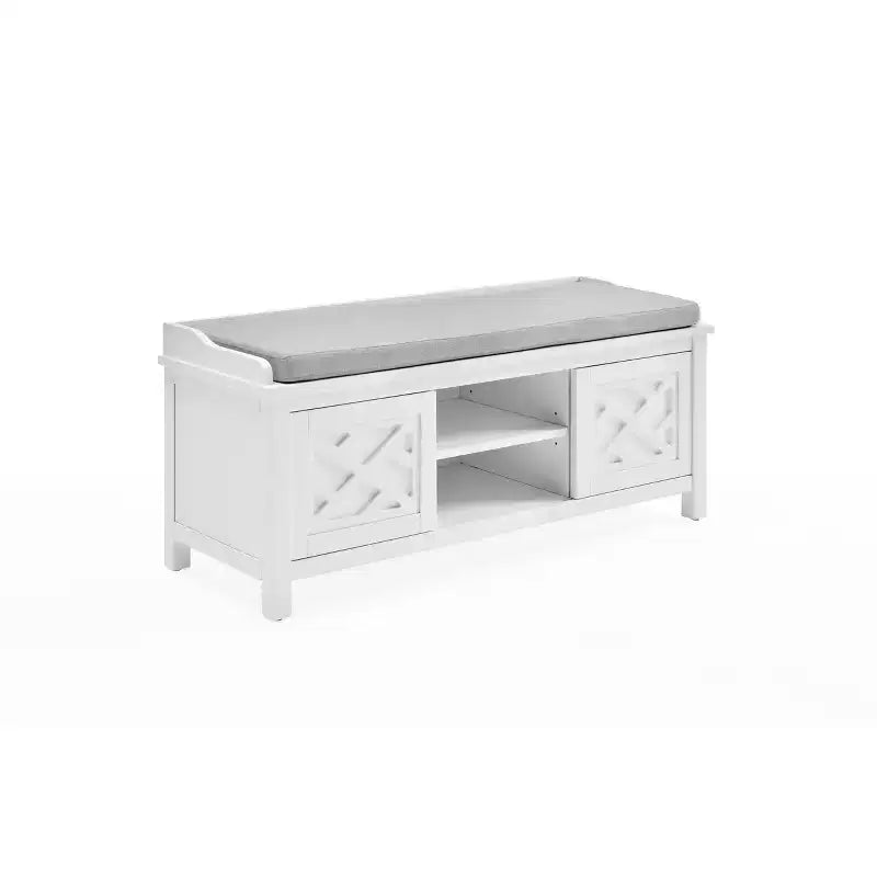 Banc de rangement en bois de 114 cm avec coussin