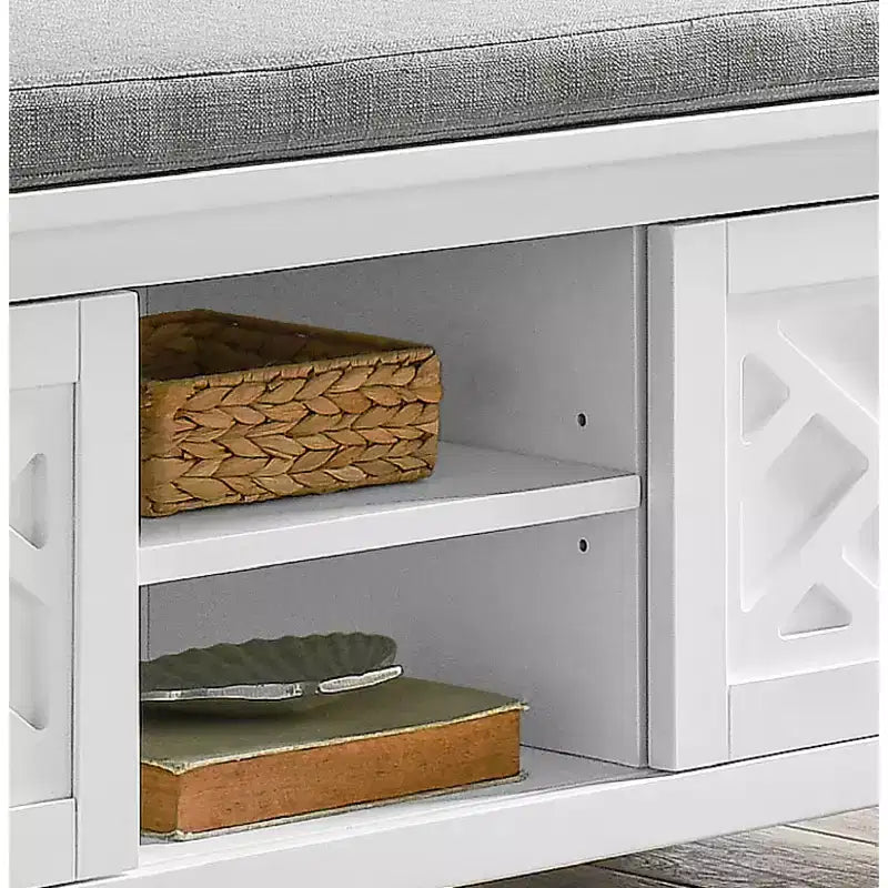 Banc de rangement en bois de 114 cm avec coussin