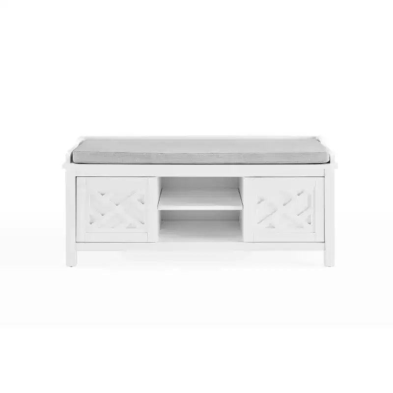 Banc de rangement en bois de 114 cm avec coussin