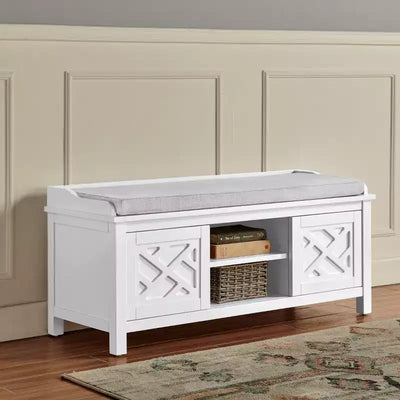 45" Middlebury Wood Storage Bench with Cushion - Alaterre Furniture