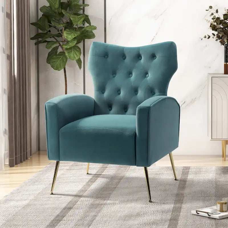 Chaise touffetée Abadiana avec accent et piètement en métal