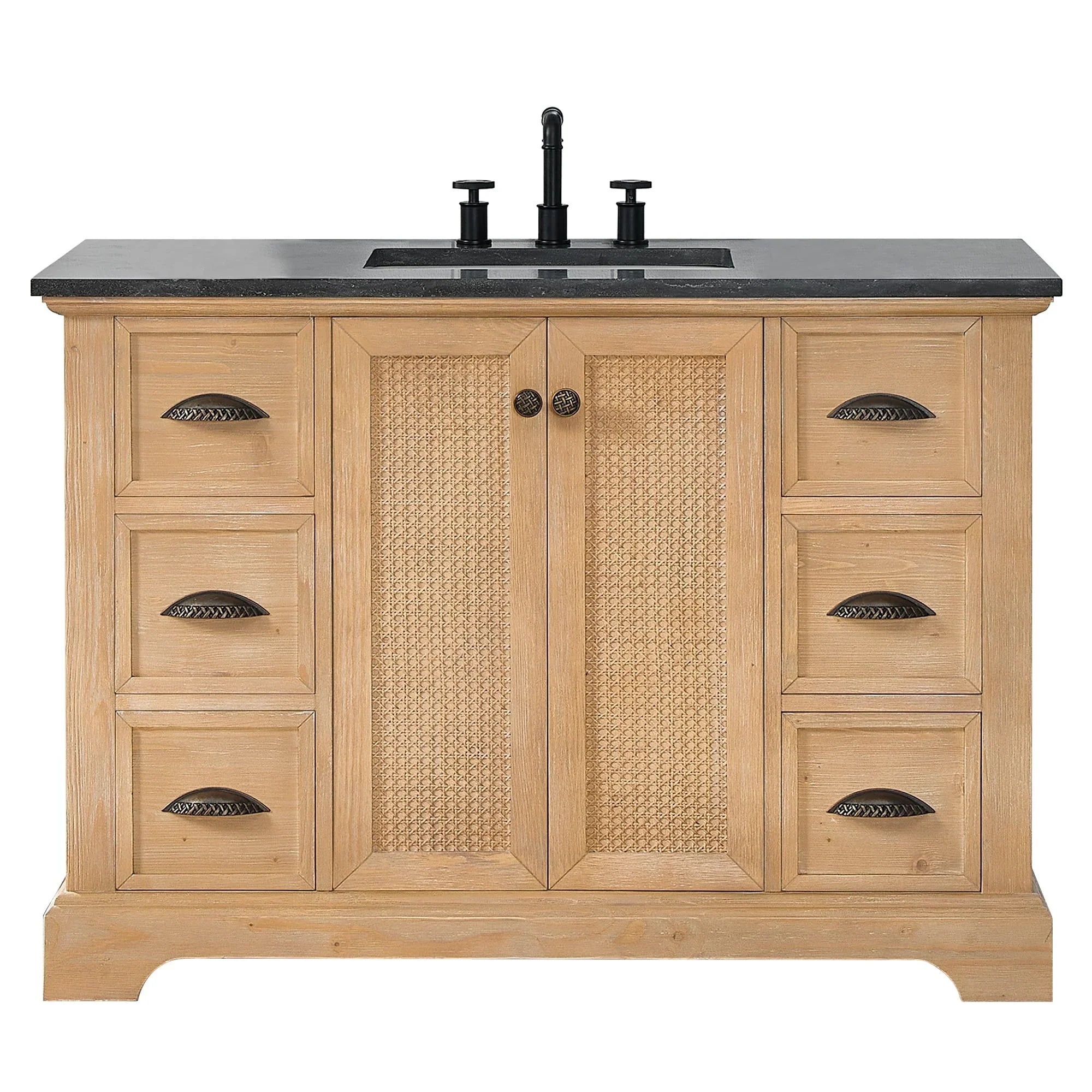 Meuble sous-vasque Hervas avec plateau en marbre naturel, sans miroir