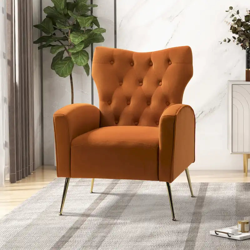 Chaise touffetée Abadiana avec accent et piètement en métal