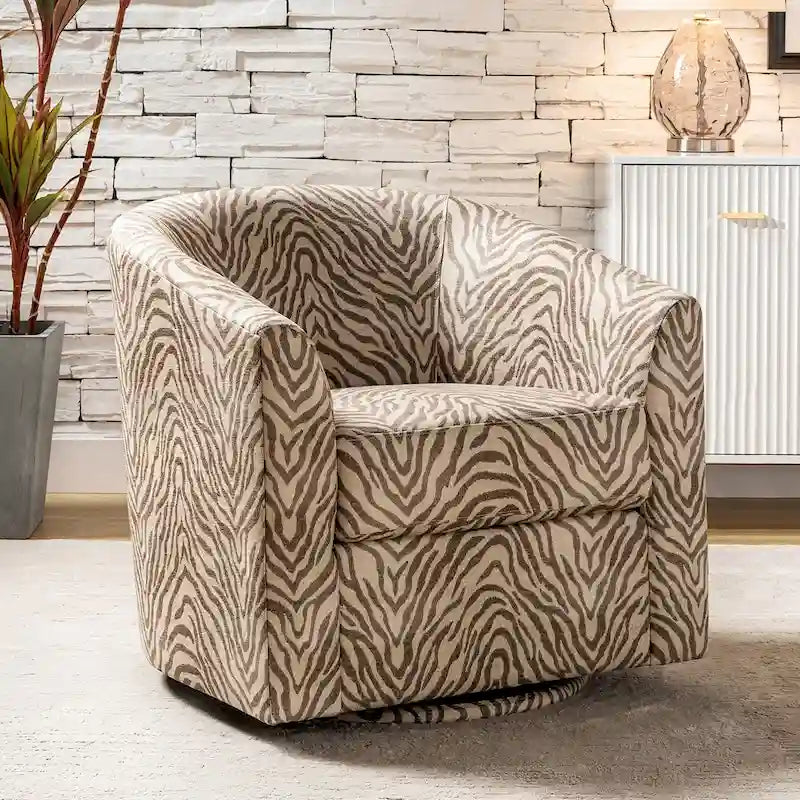 Fauteuil Cuenca moderne en tissu avec piètement pivotant