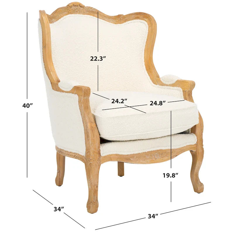 Fauteuil à oreilles Kali Oak en lin naturel - 34Lx34Px40H