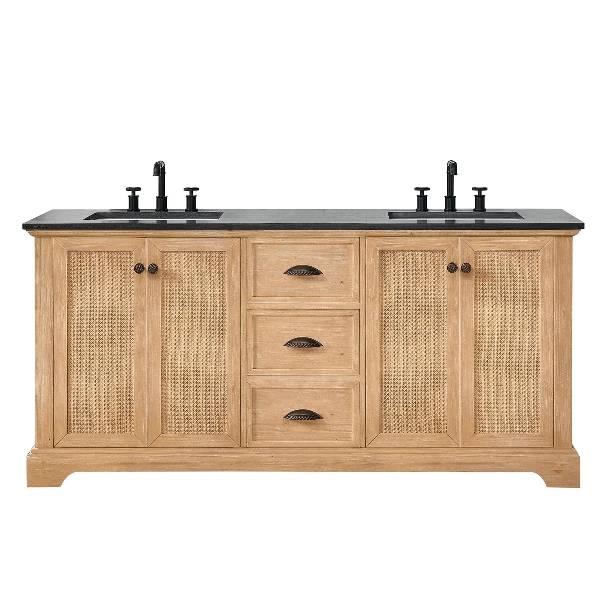 Meuble sous-vasque Hervas avec plateau en marbre naturel, sans miroir
