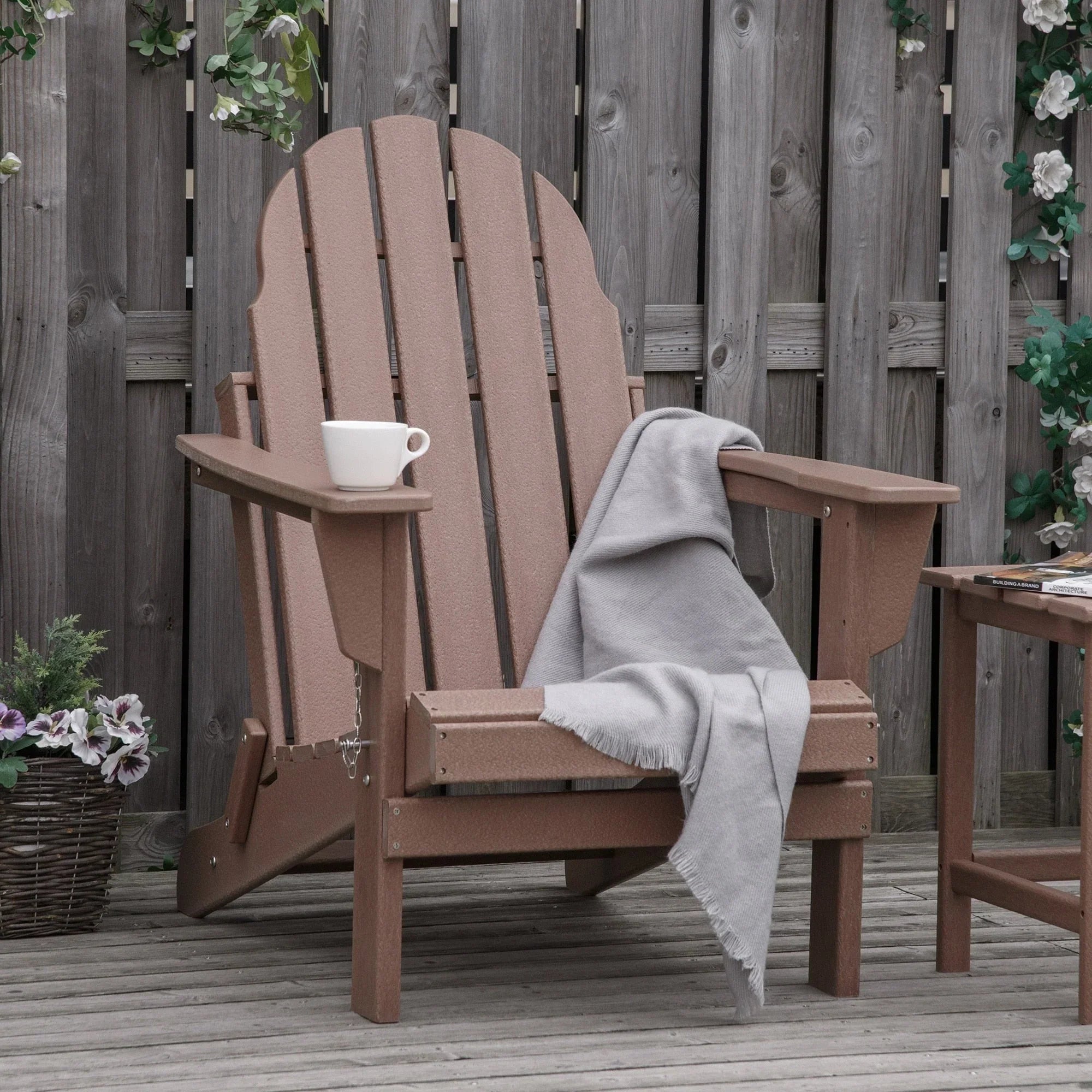 Chaise Adirondack pliante, chaises longues de plage en plastique HDPE toutes saisons pour terrasse et mobilier de jardin