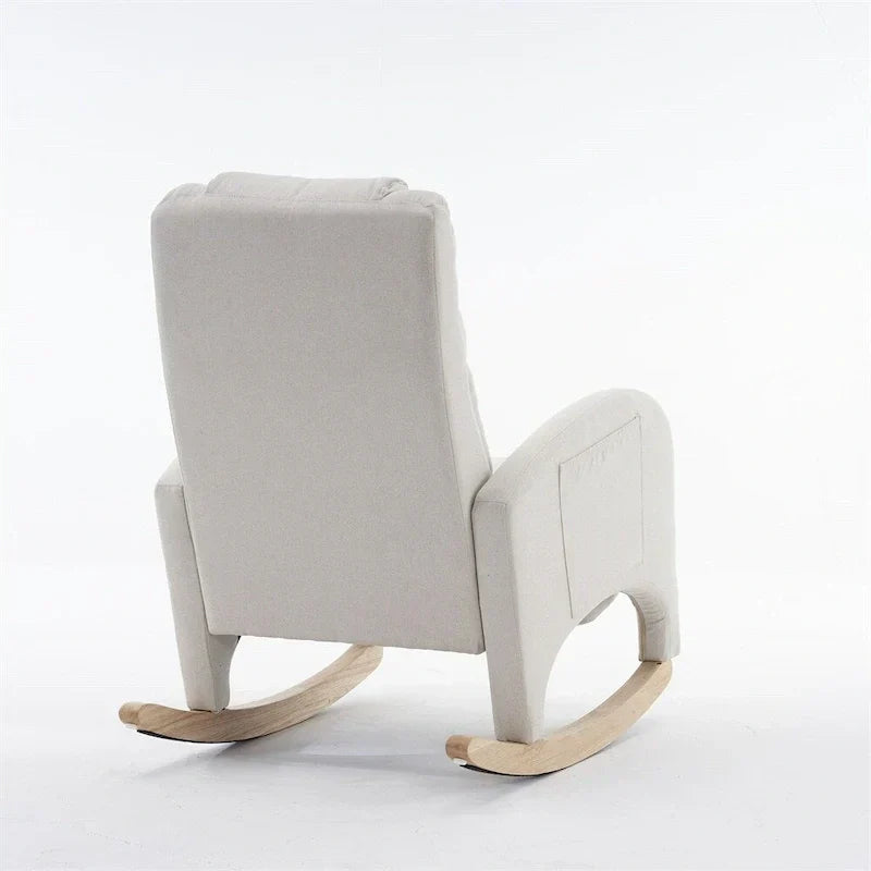 Fauteuil à bascule de puériculture ergonomique en tissu avec repose-pieds réglable