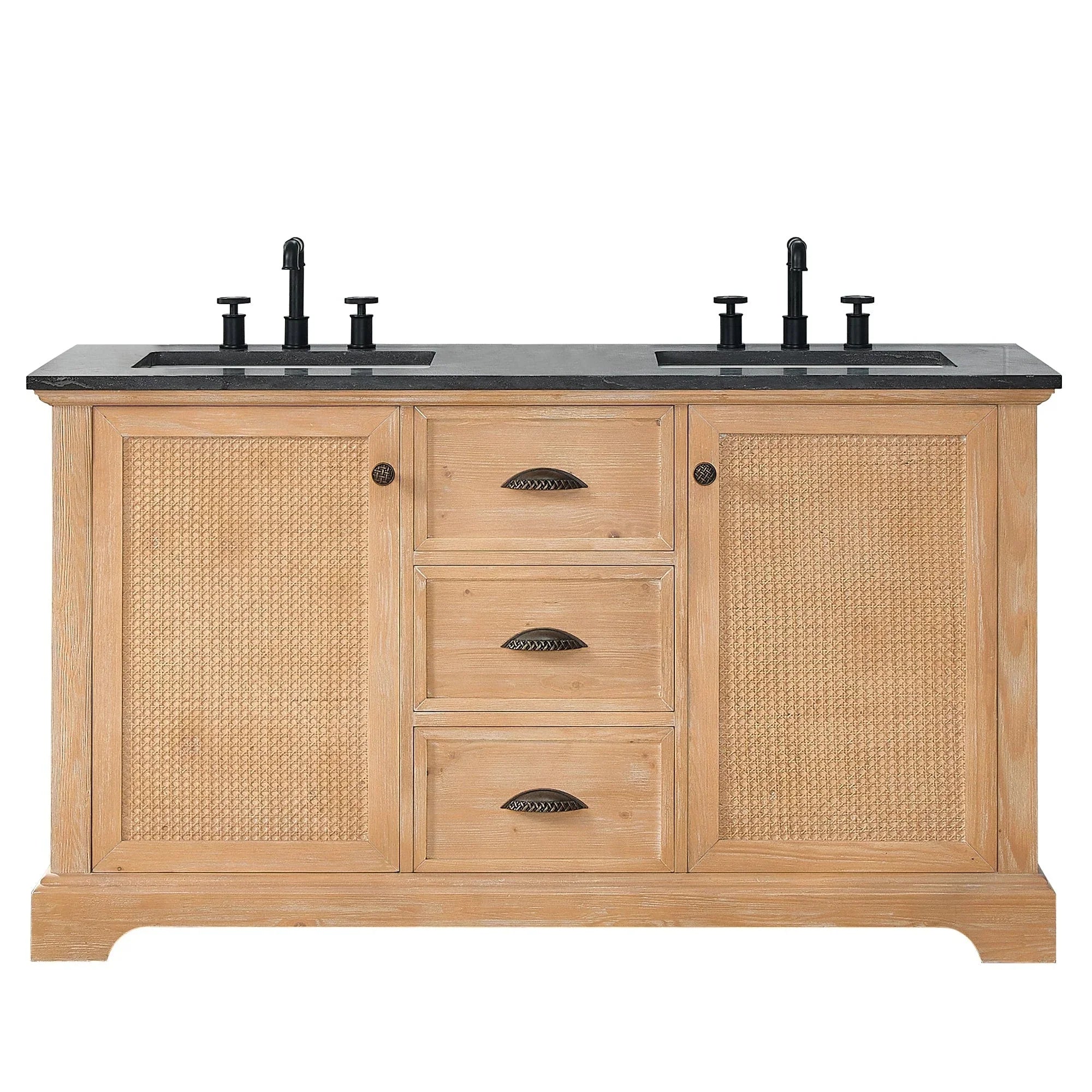 Meuble sous-vasque Hervas avec plateau en marbre naturel, sans miroir