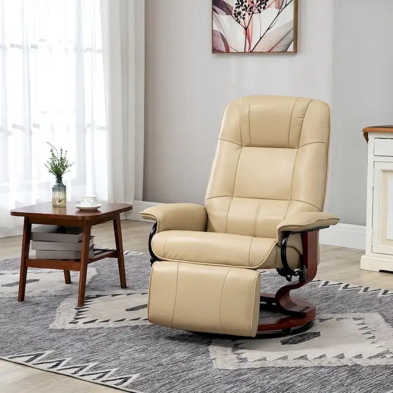 Fauteuil inclinable manuel pivotant en similicuir HomCom avec repose-pieds confortable et relaxant