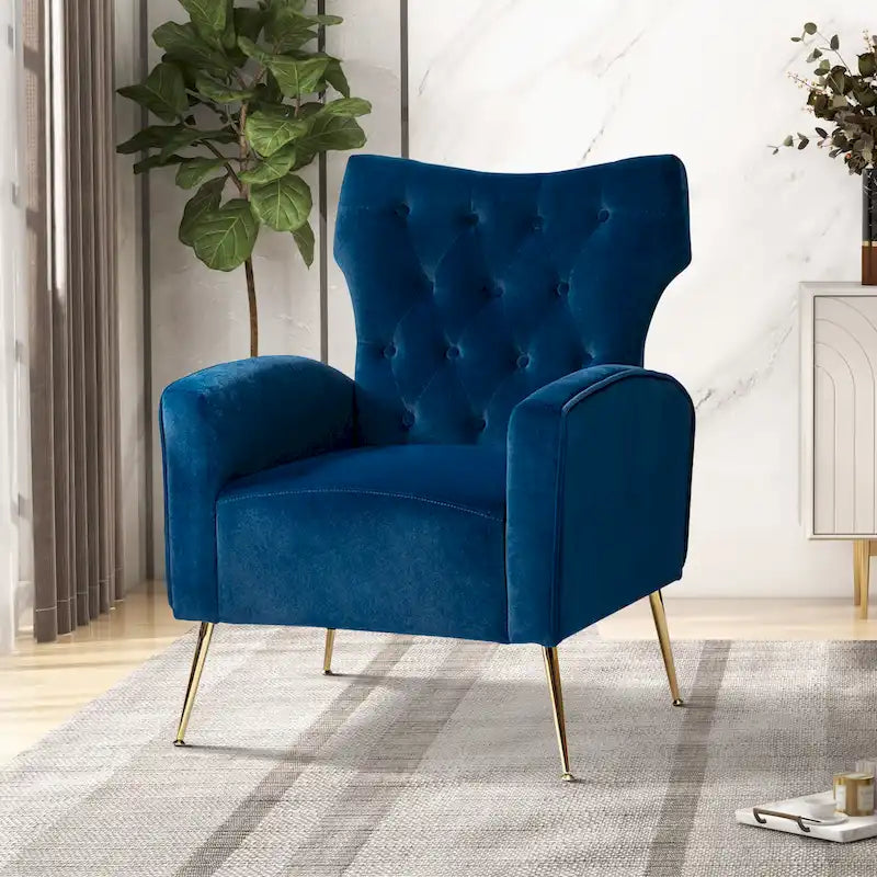 Chaise touffetée Abadiana avec accent et piètement en métal
