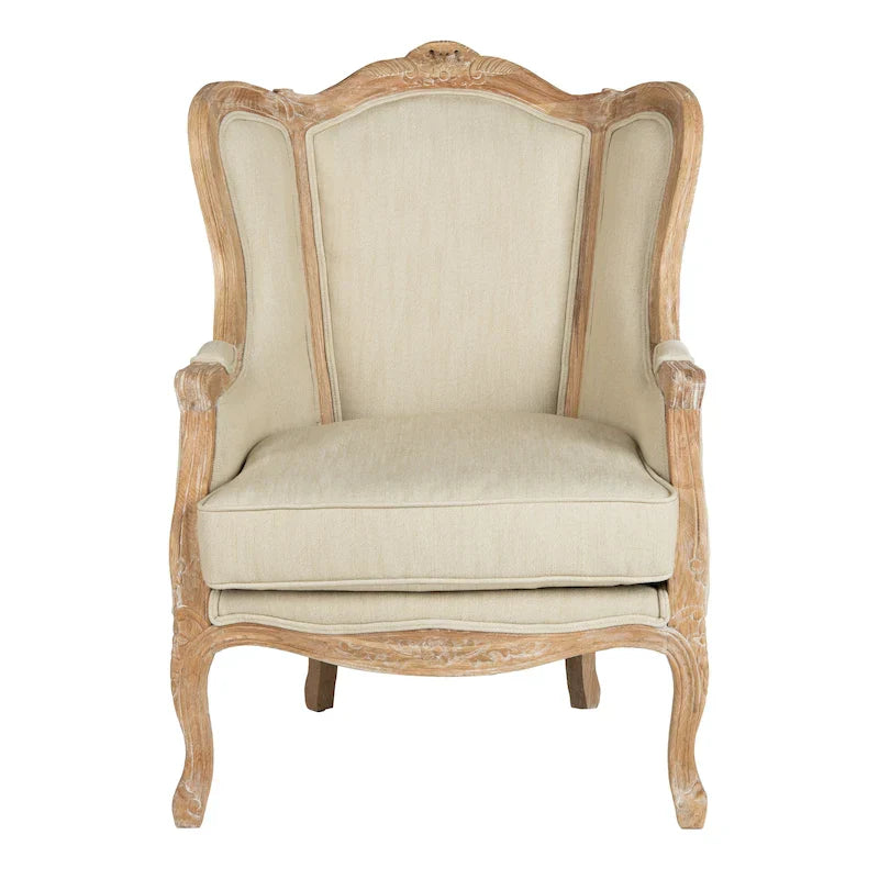 Fauteuil à oreilles Kali Oak en lin naturel - 34Lx34Px40H