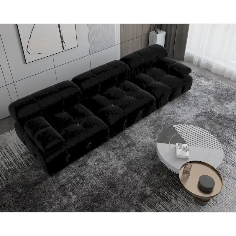 Canapé d'angle modulable noir en velours