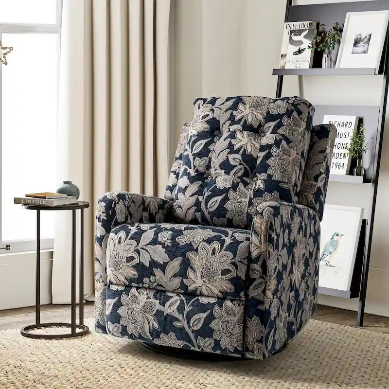 Fauteuil inclinable pivotant manuel Arlette Contemporary Floral avec dossier capitonné